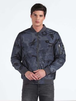 Flying Machine - Stand Collar Camouflaged Quilted Jacket