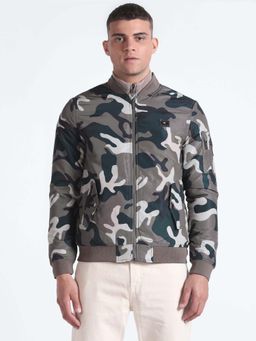 Flying Machine - High Neck Camouflage Bomber Jacket