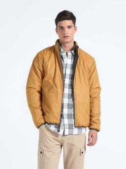 Flying Machine - Green High Neck Reversible Puffer Jacket