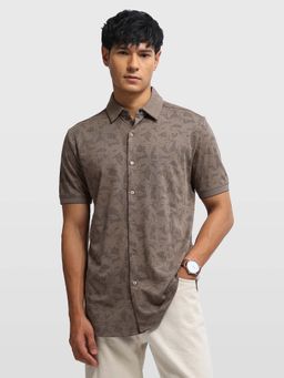 Arrow Newyork - Mens Knitted Regular Fit Fluidic City Shirt Brown