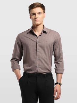 Arrow Newyork - Mens Textured Manhattan Slim Fit Shirt Brown