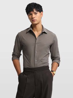 Arrow Newyork - Mens Knitted Manhattan Slim Fit New York Shirt Brown