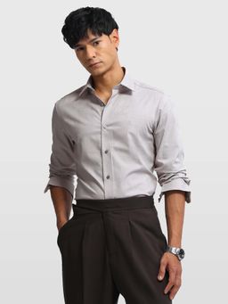 Arrow Newyork - Mens Jacquard Manhattan Slim Fit New York Shirt Grey