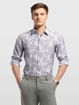 Arrow Newyork - Mens Floral Printed Manhattan Slim Fit Shirt Grey