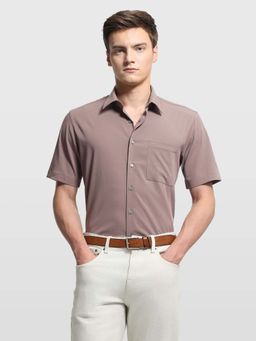 Arrow Newyork - Mens Solid Relaxed Fit Shirt Brown