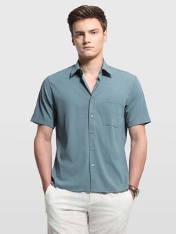 Arrow Newyork - Mens Solid Relaxed Fit Shirt Grey