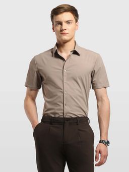 Arrow Newyork - Mens Manhattan Slim Fit Twill Shirt Beige