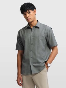 Arrow Newyork - Mens Relaxed Fit Vertical Striped Elixir Shirt Green