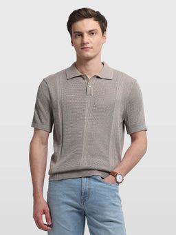 Arrow Newyork - Mens Textured Regular Fit Elixir Polo T-Shirt Brown