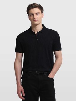 Arrow Newyork - Mens Abstract Printed Regular Fit Jacquard Polo T-Shirt Black