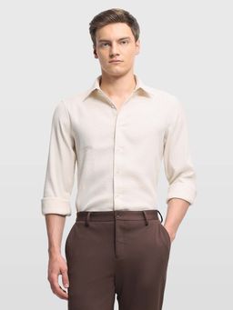 Arrow - Mens Dobby Tailored Fit 1851 Shirt Off White