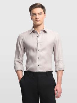 Arrow - Mens Self Design Chevron 1851 Shirt Beige