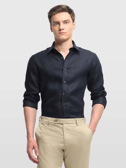 Arrow - Mens Self Design Chevron 1851 Shirt Blue