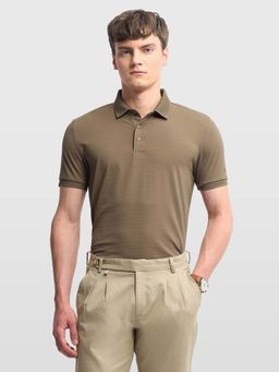 Arrow - Mens Textured Regular Fit Polo T-Shirt Brown