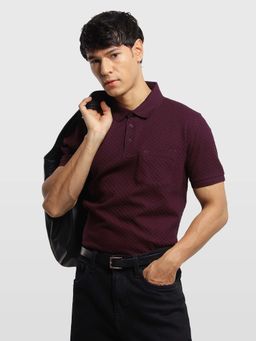 Arrow - Mens Textured Regular Fit Polo T-Shirt Purple