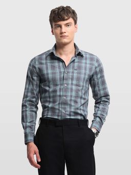 Arrow Sports - Mens Tartan Checked Chelsea Slim Fit Shirt Green