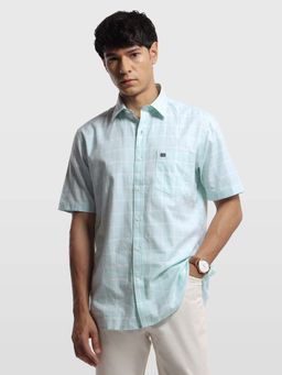 Arrow Sports - Mens Grid Tattersall Checked Aquarelle Drift Shirt Green