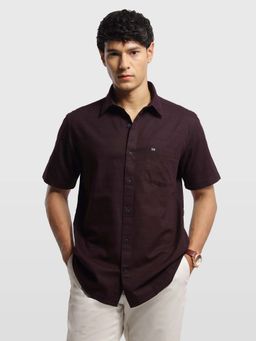 Arrow Sports - Mens Textured Horizontal Striped Sage and Sun Shirt Purple