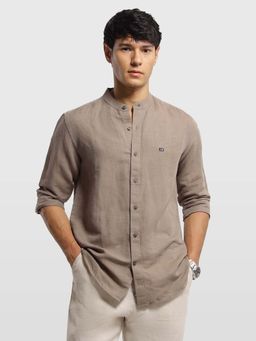 Arrow Sports - Mens Chelsea Slim Fit Aquarelle Drift Shirt Brown