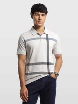 Arrow Sports - Mens Horizontal Striped Regular Fit Polo T-Shirt Grey