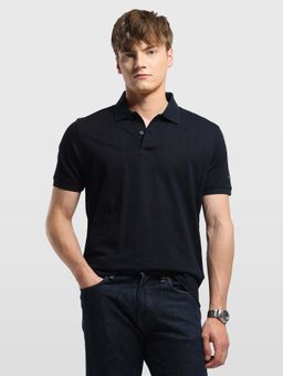 Arrow Sports - Mens Textured Regular Fit Polo T-Shirt Blue
