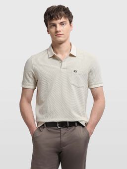 Arrow Sports - Mens Textured Regular Fit Polo T-Shirt Beige