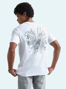 Flying Machine - Mens Graphic Printed Relaxed Fit T-Shirt White