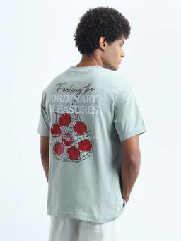 Flying Machine - Mens Graphic Printed Relaxed Fit T-Shirt Green