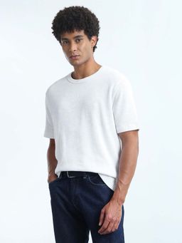 Flying Machine - Mens Solid Relaxed Fit T-Shirt White