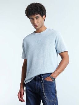 Flying Machine - Mens Heathered Relaxed Fit T-Shirt Blue