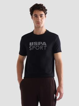 U.S. POLO ASSN. - Active Sports Mens Brand Printed Slim Fit Active T-Shirt Black