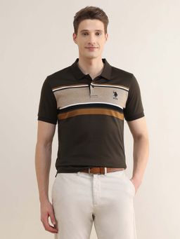 U.S. POLO ASSN. - Mens Colourblocked Slim Fit Polo T-Shirt Green