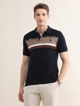 U.S. POLO ASSN. - Mens Colourblocked Slim Fit Polo T-Shirt Blue