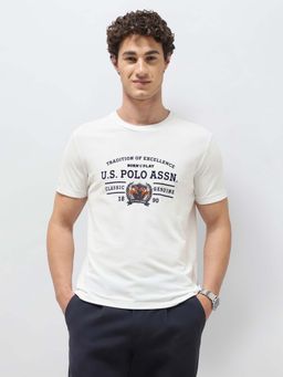 U.S. POLO ASSN. - Mens Graphic Brand Printed Slim Fit T-Shirt White