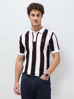 U.S. POLO ASSN. - Mens Vertical Striped Slim Fit Polo T-Shirt White