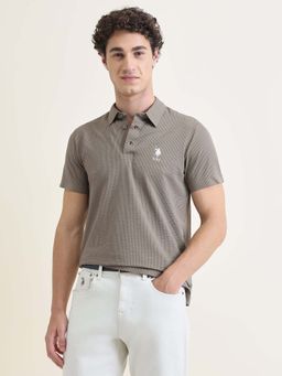 U.S. POLO ASSN. - Mens Textured Slim Fit Polo T-Shirt Grey