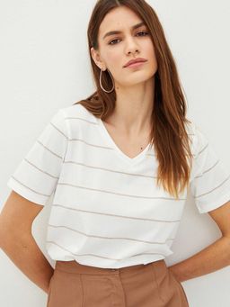 LC WAIKIKI - Women Striped White T-Shirt