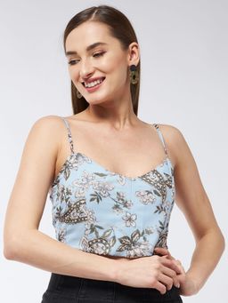Magre - Blue Print Bustier Top