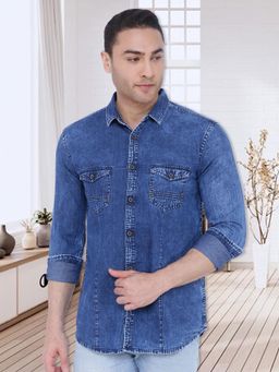 KUONS AVENUE - Men's Denimax Blue Denim Casual Shirt