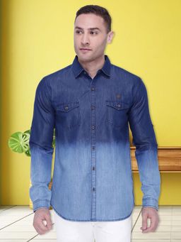 KUONS AVENUE - Men's Carbon Blue Denim Casual Shirt