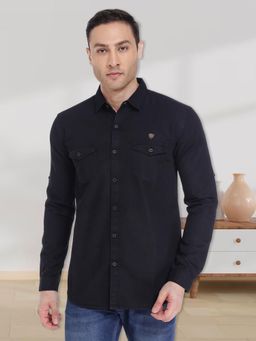 KUONS AVENUE - Men's Black Denim Casual Shirt