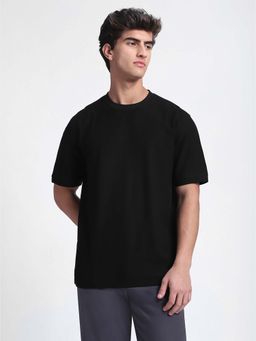 R&B - Textured Black Relaxed Men T-Shirt