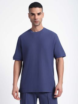 R&B - Textured Blue Relaxed Men T-Shirt