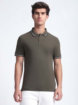 R&B - Solid Olive Regular Polo T-Shirt