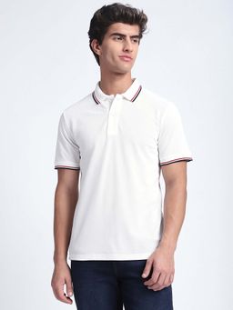 R&B - Solid White Regular Polo T-Shirt
