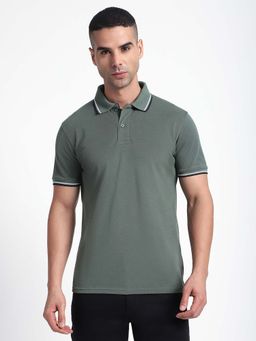 R&B - Solid Green Regular Polo T-Shirt