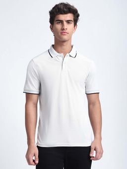 R&B - Solid White Regular Polo T-Shirt