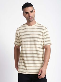 R&B - Stripes Beige Regular Men T-Shirt