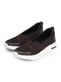 Yoho - Women Brown Mesh Slip On Sneakers