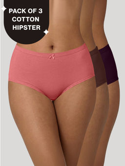 Nykd by Nykaa - Cotton Hipster Panty with Inner Elastic-NYP100 PO3 Dusty Cedar Chicory Coffee Potent Purple